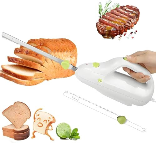 OZPPM Coltello Elettrico per Il Riquadro, Toast Slicer, Taglia Pane E Affettatrice, Dotato di Due Lame in Acciaio Inossidabile, Coltello da Intaglio, per La Cottura nelle Cucine Domestiche
