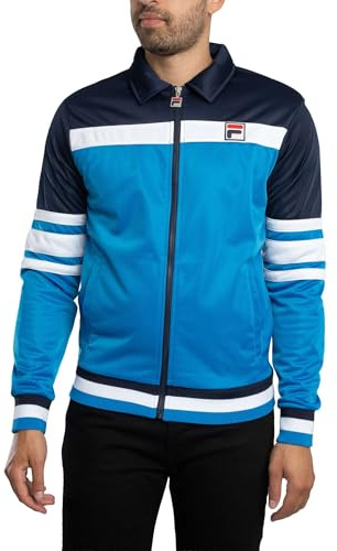 FILA Men's Tamer Track Jacket, Strong Blue/Navy/White, L
