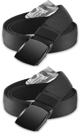2 unidades CinturóN De Dinero Antirrobo Con Compartimento Secreto Y Cierre De Cremallera De Nailon, Esconde Dinero De Forma Segura 120cm, Unisex Para Hombres Y Mujeres, Ideal Para Viajes