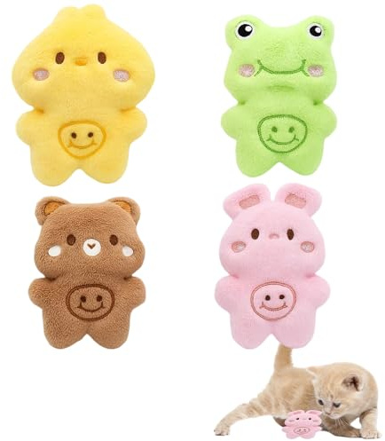 4 Stück Katzenminze Spielzeug , Katzenspielzeug Selbstbeschäftigung, Katzenminze Pflanze Kissen Für Katzen, Spielzeug Set Mit Baldrian Und Minzkissen, Ideal Für Interaktives Spiel Und Entspannung