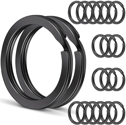 FAYAHAR Anneaux Porte Clé, Porte-Clés en Acier Inoxydable, Rond Plats Anneau Porte Clef, pour Ranger Différentes Clés