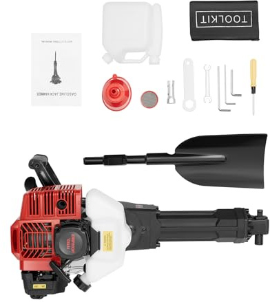 Digger & 1900 W (52CC) Pelle à essence à 2 temps – Pelle avec 6500 tr/min, puissance de frappe 55 J – Tombe d'arbre de jardin, machine funéraire et fraise pour horticulture, sylviculture