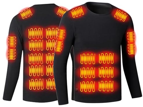 HAOLEI Heated Jumpers for Men - Heated Sweatershirt Electric USB Heater Clothes Winter Warm Velvet Thermal Underwear Tops Heating Body Warmer 26 Heating Zones Pullover Jumpers Tops(No Battery)