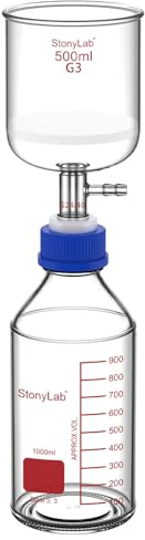 stonylab Aparato de Filtración Buchner con Adaptador PP, Vidrio de Borosilicato, Embudo 500 ml con Filtro Fino (G3) y Botella 1000 ml, Unión 24/40, para Laboratorio