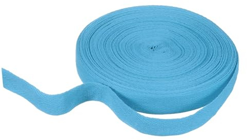 QUARKZMAN Nastro in Cotone A Spina di Pesce 20mm x 21 Metri Nastro A Treccia Nastro in Rollo Nastro A Bordo Obliquo per Fai da Te Cucire Confezionare Regali Blu Lago