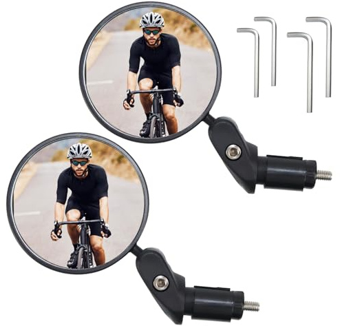 Qcdou Fahrradspiegel Rückspiegel, 2 Stück HD 360° Drehbar Fahrradrückspielgel, Klappbar Rückspiegel Fahrrad, Universal für Lenker 17.4-22 mm, für Fahrrad,Mountainbike