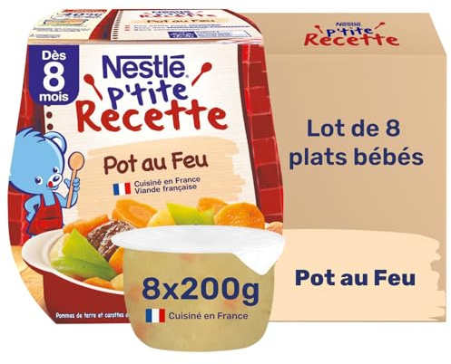 Nestlé Bébé - P'tite Recette - Petits Pots Bébé - Pot au Feu - Dès 8 mois - 2x200g (Lot de 4)