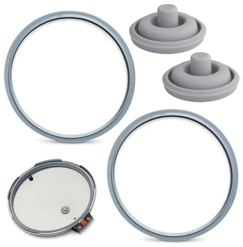 PjuQow 4-teiliges Schnellkochtopf Ersatzteile Set – 22cm Dichtungsringe + Druckventile, Kompatibel mit Sicomatic Modellen