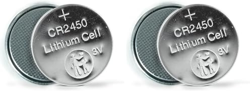 Pila de botón CR2450 de 3 V, 2 Unidades, Alta Capacidad, Larga duración, Ideal para Dispositivos electrónicos y Relojes. (Paquete de 2)