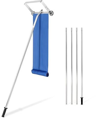 Pala da neve in alluminio, rastrello estensibile con manico antiscivolo, ruote e scivolo per una rimozione efficiente di neve e foglie bagnate