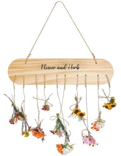 PH PandaHall 12 Löcher Kräuter Trocknungs Gestell Hängend, Kiefern Holz | Getrocknet Kräuter Gestell, Wandmontiert Blumen Trocknungs, mit 10m Jute Schnur, für Zuhause Küche Hexe Gras Wand Kunst Dekor