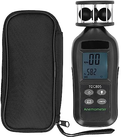 Anemometro digitale portatile con turbina a 3 tazze per la misurazione della velocità del, della temperatura e del volume dell'aria - Anemometro industriale portatile con LCD