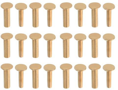 Lurrose 14 Paires de Rivets en Cuivre 1,6 Mm pour Poignées de Couteaux de Chef, Fixations de Manche pour Réparation et Bricolage D’ustensiles Cuisine en Bois, Accessoire Solide