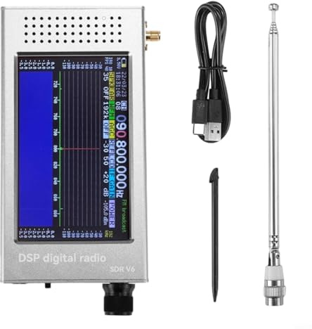 Digitales Kurzwellenradio SDR-V6 mit 4,3-Zoll-IPS-Display, 100kHz-149MHz Frequenzbereich, CW/AM/SSB/FM Modi, CNC-Aluminiumgehäuse, 3000mAh Batterie für HAM-Funk und Monitoring(Silber)