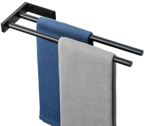 SAYAYO Handtuchhalter Schwarz 304 Edelstahl 40cm Doppelt Handtuchstange | Zweiarmig Handtuchhalter Bad Gästehandtuchhalter Wandmontage für Badezimmer und Küche