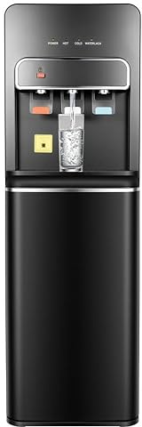 Distributore di acqua calda da 500 W, erogatore di acqua calda elettrico con riempimento a terra, erogatore di acqua, doppia funzione caldo/freddo, per casa, ufficio, cucina (nero)
