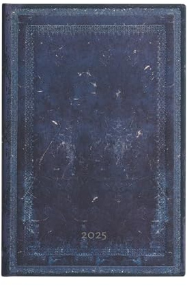 Inkblot (Old Leather Collection) Midi 12-month Verso Hardback Dayplanner 2025 (Elastic Band Closure)