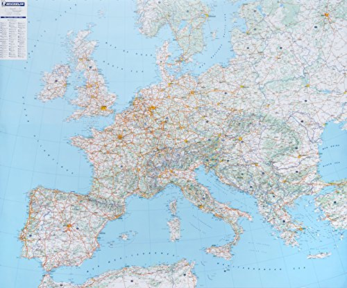 Michelin Karte Europa, Planokarte: Tourismus, Straßen, Relief, Ortsverz.