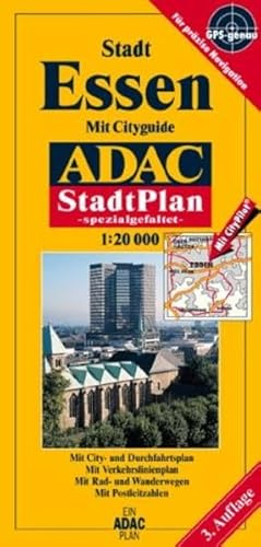 ADAC Stadtpläne, spezialgefaltet, Essen: Mit Cityguide, City-, Durchfahrts- u. Verkehrslinienpl. sowie Postleitzahlen (ADAC Stadtplan spezialgefaltet)