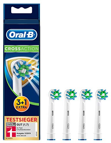 Braun Oral-B 4210201207238 CrossAction Aufsteckbürsten Mit Bakterienschutz, Verhindert Bakterielles Wachstum Auf Den Borsten, 4 Stück