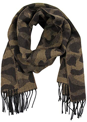 Wollschal Webschal Winterschal Unisexschal Armymuster 180 x 36 cm aus Wolle made in Germany (180 x 36 cm, braun)