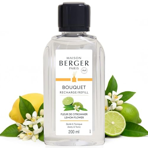 MAISON BERGER Nachfüllung Duftbouquet Zitronenblüte 200 ml | Nachfüllung Zitronenblüte 200 ml für Duftbouquet, kontinuierliche Diffusion ca. 4 Wochen