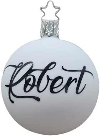 Weiße Weihnachtskugel aus Glas mit Namen in schwarz | Christbaumkugel | Weihnachtskugel Personalisiert | Weihnachtsgeschenk | Baumschmuck | 1. Weihnachten Baby | Sternenkinder