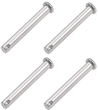 sourcing map 4 Stück Steckbolzen Einzelloch Gabelbolzen 8mm X 60mm Splintstift Flacher Kopf 304 rostfreier Stahl Verbindung Scharnierbolzen