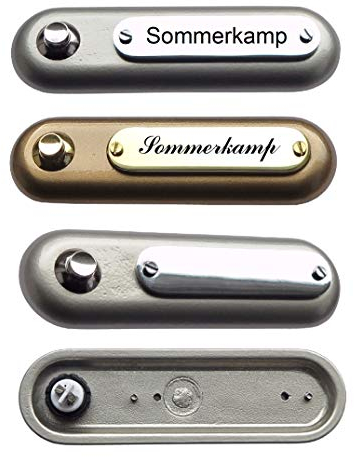 Aluminium/Messing-Guß-Klingel-Klingelschild-Türklingel mit Wechselschild 135 x 40 x 9 mm-2-Drahtanschluss hinten (Silber + Chromteile ohne Gravur)