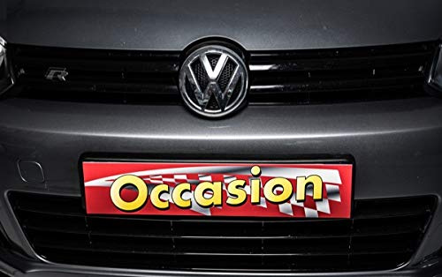 Plaque Occasion immatriculation Rouge concessionaire Automobile - Lot de 5 Neuf