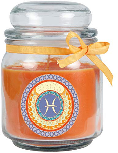 HS Candle Sternzeichen Duftkerze Honigmelone im Bonbonglas (Fische) - viele Motive zur Auswahl, 300g - Brenndauer bis zu 70 Std - Pisces