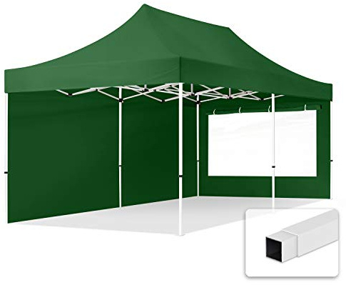 TOOLPORT 3x6m Faltpavillon Pavillon Partyzelt Gazebo Stahl 30mm, 2 Seitenteile, Panoramafenster, grün