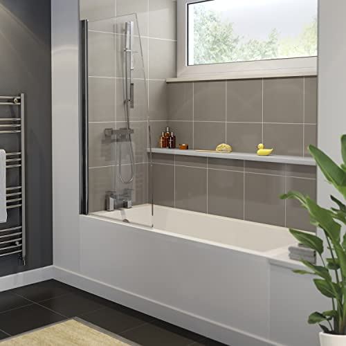 Affine 1700 x 700mm Straight Square Acrylic Bathtub with Frameless Square Glass Bath Screen & White Gloss Side Bath Panel