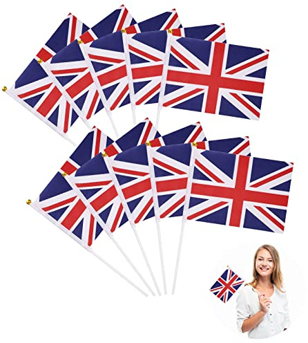 Kleine Flagge von England,England-Flagge,kleiner England Stab,EnglandMiniFlagge,handgehaltene kleine Miniatur-Flaggen,Feiern Sie die Weltmeisterschaft,14 x 21 cm,10 Stück
