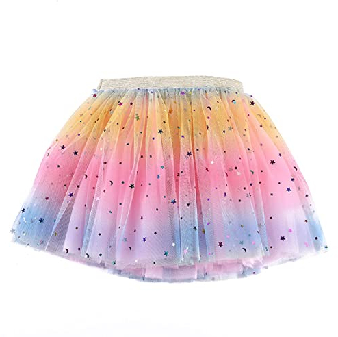 Hykiee Tüllrock Kinder Mädchen, Bunt Regenbogen Rock Baby, Ballerina Tütü Bunter Prinzessin Feen Kostüm, Geschenk Mädchen 2 3 4 5 6 Jahre (Rosa)