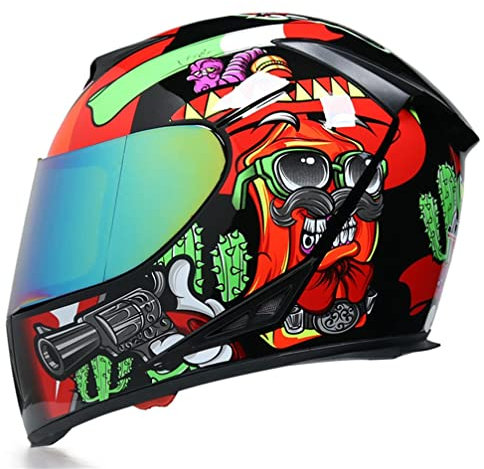 Integralhelme Mann Moto Fahrrad Roller Motorrad Integralhelme Anti-Fog Visier Nackenwärmer Abnehmbar Straßenzulassung