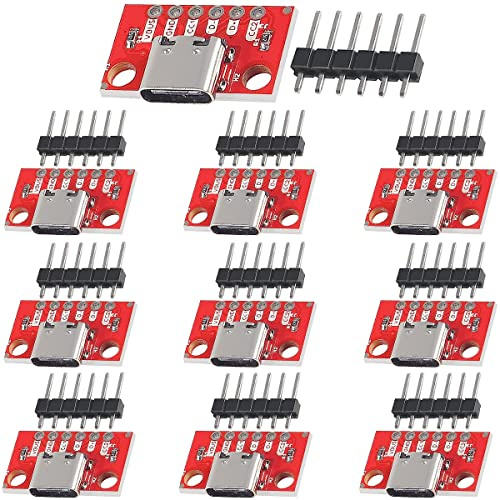 Youmile, 10 Uds., Placa de ruptura USB Tipo C, Tipo de Conector Hembra de ruptura básica en Serie con Cabezal de Pin, Placa convertidora de PCB de 2,54mm/0,1