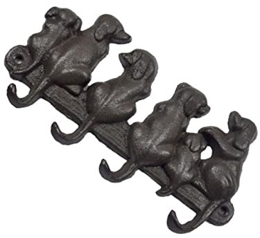 Mobestech Hundehaken Aus Gusseisen Schwarzer Wandhaken in Retro-stil Mit Hundemotiv Robuste Haken Für Schlüssel Mäntel Und Hüte Einfach Wand Zu Befestigen