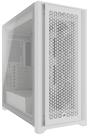 CORSAIR 5000D CORE AIRFLOW Mid Tower ATX PC Case – No Fans Included – Tempered Glass Side Panel – High-Airflow Design – Spacious Interior For Multiple 360mm Radiators – White
