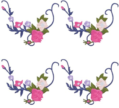 GORGECRAFT 4 pz Toppe Termoadesive con Fiore Rosa Applicazioni Ricamate Decorazioni per Cucire Toppe Floreali Decorative per Abbigliamento Borse Cappelli Jeans Accessori Fai Da Te Ricamo Decorazione