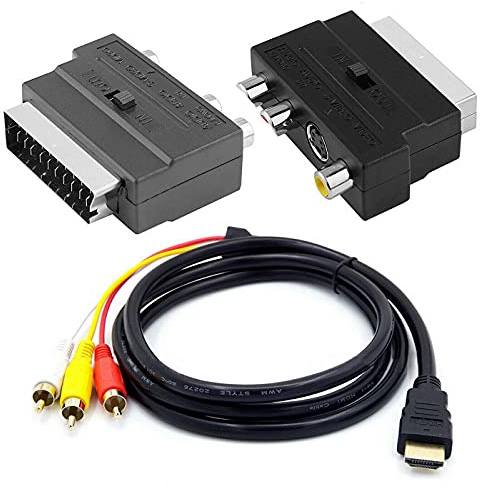 TsoLay Câble Audio S-VidéO Mâle Compatible 1080P vers 3 AV avec Adaptateur Phono PéRitel vers 3