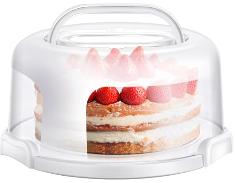 Porta Torte con Coperchio, Ohuhu Porta Torte Rotondo Portatile per 10 Pollici Torte, Scatola per Torte con Base a Due Lati per Trasportare Torte Noci Frutta, Ottimo Regalo per Le Donne