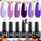 LKEE Nail Gel Polish- Pastel Nail Polishes Set 6 Purple Colors Gel Nail Polish Kit, Home DIY Nail Salon Nail Art Design Gift, 7 ml/0.25 oz