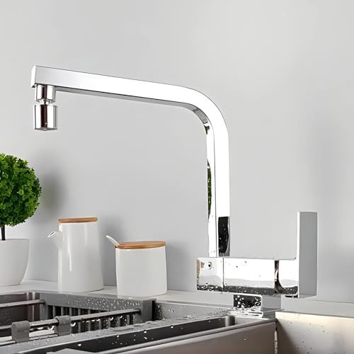 XJTNLB Vorfenster Küchenarmatur Klappbar Chrom mit 2 Strahlarten Versenkbare Armaturen Spülbecken 360° Drehbar Wasserhahn Küche Kippbar