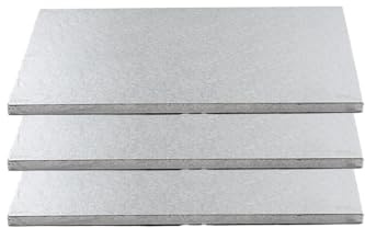 KITCHENDREAM Kuchenplatte Cake-Drum Torten-Platte stabil rechteckig 20x30cm 1,2cm hoch, Cake Board für den Transport von Torten, wiederverwendbar, stabil, silber