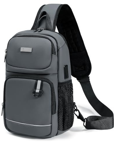 SPAHER Man Bag Sling Bag Anti-theft Backpack Mens Chest Bag Crossbody Shoulder Bag Messenger Bag Waterproof Daypack Rucksack For Business Outdoor Sports Hiking Camping Travelling Grey