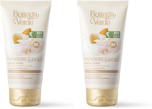 Bottega Verde - Mandorle dolci - Crema mani - idratante setificante (75 ml) - pelli normali (Confezione da 2)