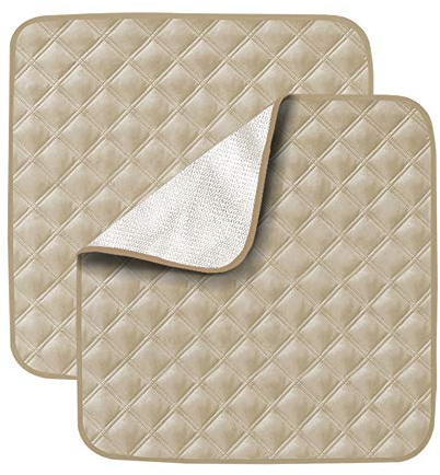 Waschbare Inkontinenzunterlage, 2 Stück, wasserdichte Inkontinenzstuhlmatten, rutschfest, wiederverwendbar, Inkontinenzschutz, waschbares Sitzpolster, Bettstuhlauflage, groß (Beige)
