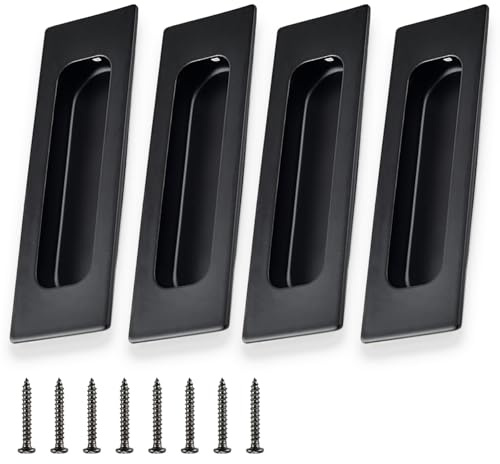 4Stück Versenkte Griffe für Schiebetür,Edelstahl Muschelgriff,Rechteckige Schiebetürgriffe,Schrankgriff in Schwarz,Schranktürgriff für Schminktisch,Für Bauernhof,Garten,Küche,Büro