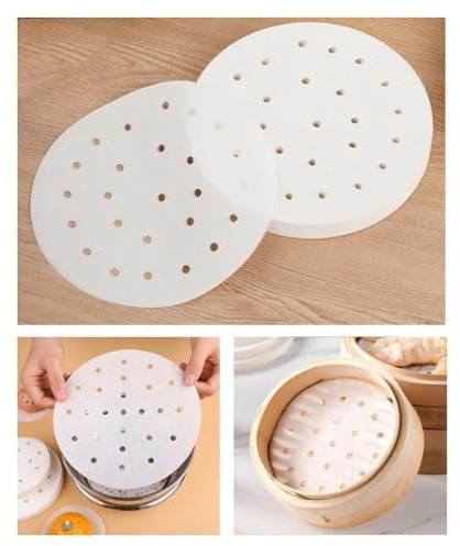 200 Sheets 8Bao Bun Steamer Liners Steamer Paper,Dumpling Steamer Liners,Bamboo Steamer Liner,Steamer Paper used for Making Buns, Dumplings and Meat Patties